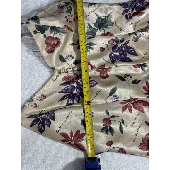 Vtg. Kathryn Spaghetti Strap Button Front Floral Purp/Red/Tan W/Flutter Hem Sz M - Picture 6 of 7